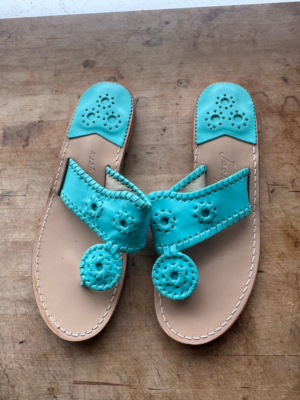 Jack Rogers Jacks Flat Sandal in teal - size 7